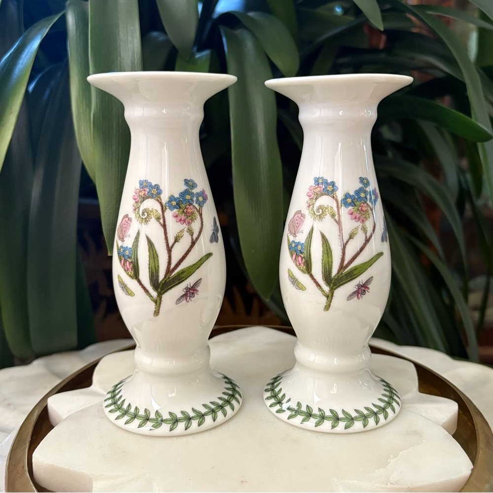 Pair of Portmeirion Susan Williams-Ellis Botanic Garden Taper Candlestick Holder